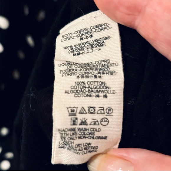 Women’s Dress Free People Size Large Black with White Polka Dots - Picture 6 of 6